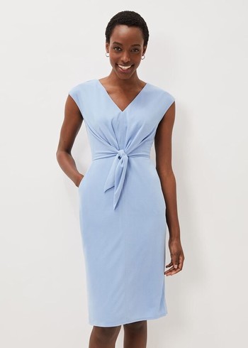 Phase Eight Adeliade Tie Front Dress Blue Australia | RI4850376